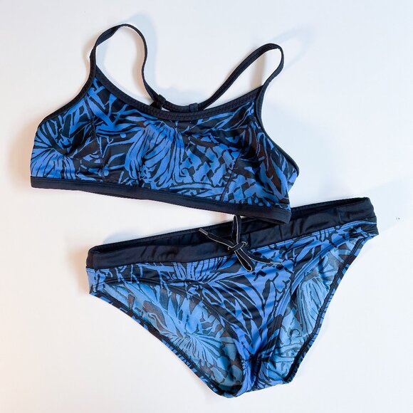 LL Bean Ladies Swimwear Bathing Suit 2 Piece 2 BeanSport Athletic Fit Size 10 12 - Picture 1 of 12